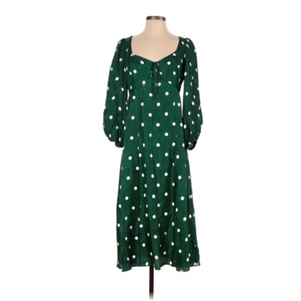 J. Crew Polka Dot Long-Sleeve Midi Dress